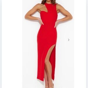 Hello Molly Sz 10 Midi Red Sleeveless Dress with Asymmetrical neckline